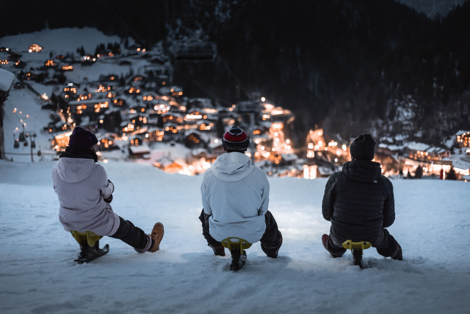 descente en paret et yooner en nocturne à la Clusaz