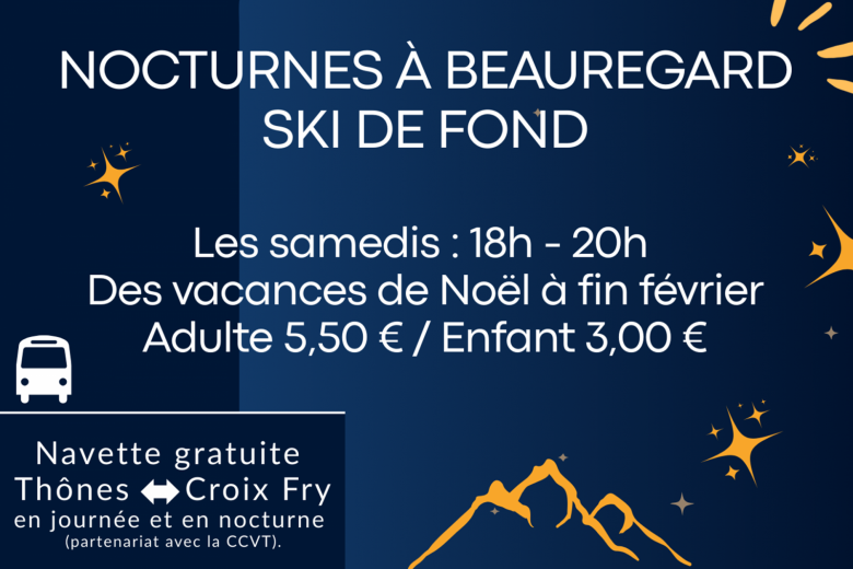 Ski nordique en nocturne sur le plateau de Beauregard_Thônes